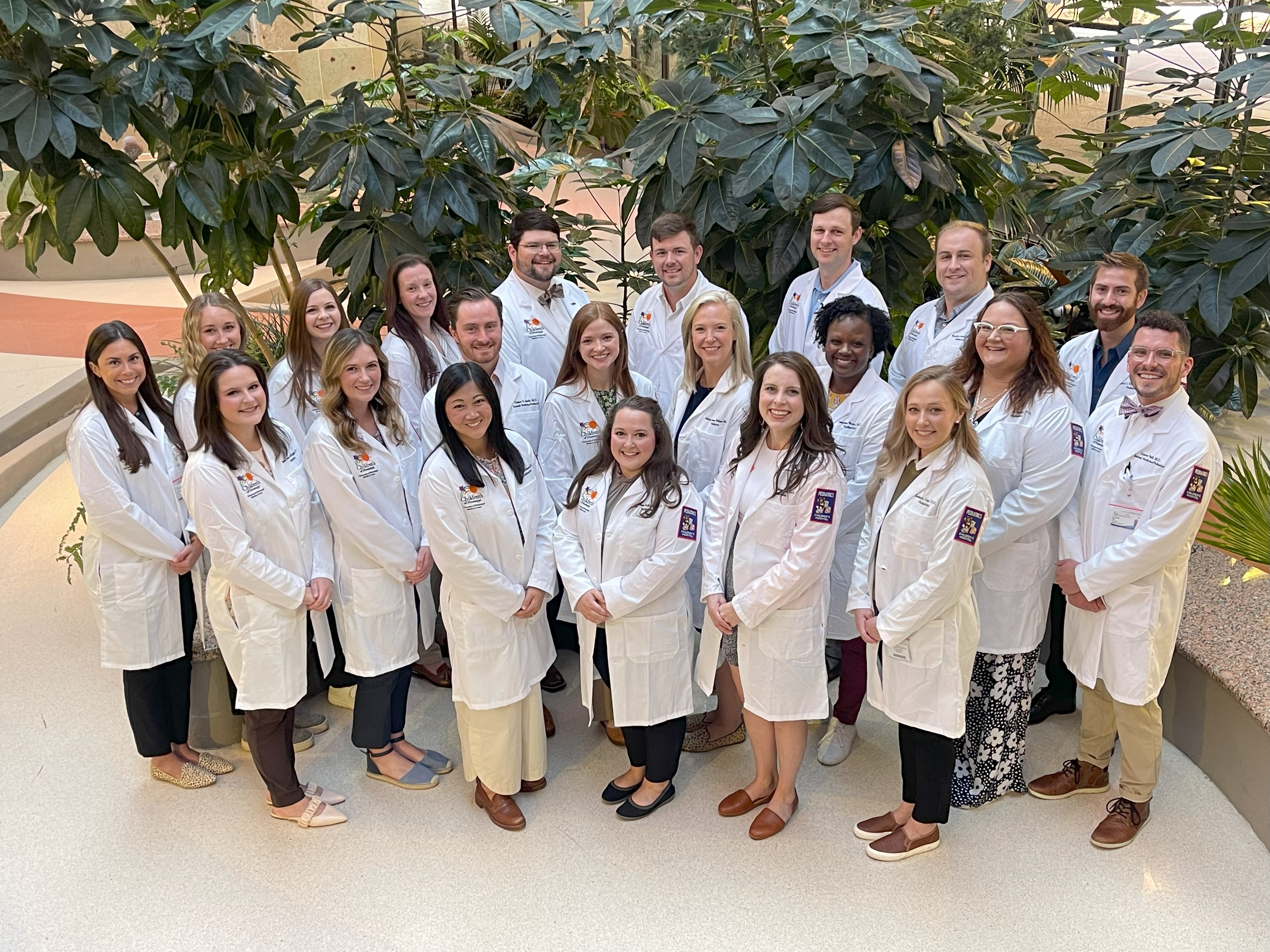 From left are, front row, McKenzie Ostrander, DO, Emilee Ann Bolden, MD, Grayson Maynard, DO, Stefanie Soy, DO; second row, Brooke McKnight, MD, Danielle Bryant, DO, Triston Smith, MD, Gracie Hoggard, MD, Ashley Gnam Phillips, MD, Jasmine Ware, MD, Taylor Mayes, DO, Conner Ball, MD; and third row, Olivia Grant, MD, Avery Villeret, MD, Taylor Welch, MD, Nicole Pike, MBChB, Ben Thompson, MD, Brandon Bergeron, MD, Banks Carlisle, MD, Bradley Louis, DO, Spencer Hilgenfeldt, MD.